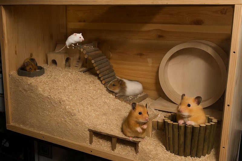 SIMENA Wooden Hamster Suspension Bridge Toy, Hamster Fencing, Natural Climbing Ladder for Dwarf Hamsters, Syrian Hamsters, Mice, Gerbils & Small Pets (Natural, 19.7") - Image 4